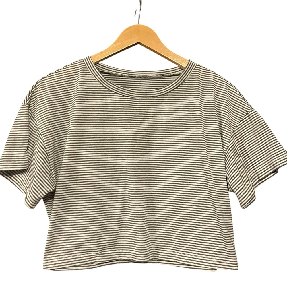 Striped Gray Women's Cropped Top - Picture 2 of 2